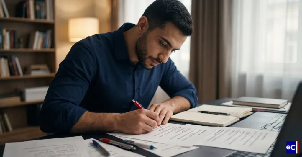 Candidat qui prépare son examen civique qui aura lieu dans 4 semaines.