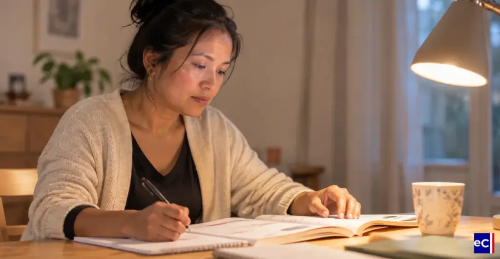 Candidate qui prépare son examen civique qui aura lieu dans 2 semaines.